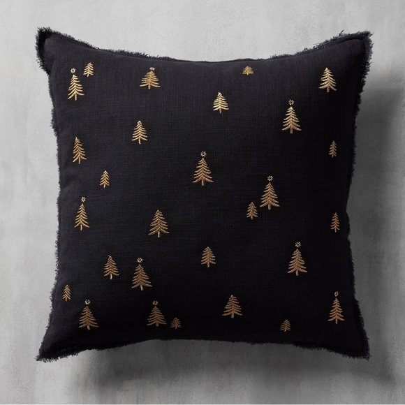 New Arhaus Alpine Pillow Cover in Black, Holiday Winter Elegant - Main Image